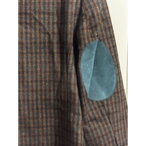 Vintage International Scene Wool Plaid Suede Collar Blazer Sz10 80s Academic - Picture 5 of 9